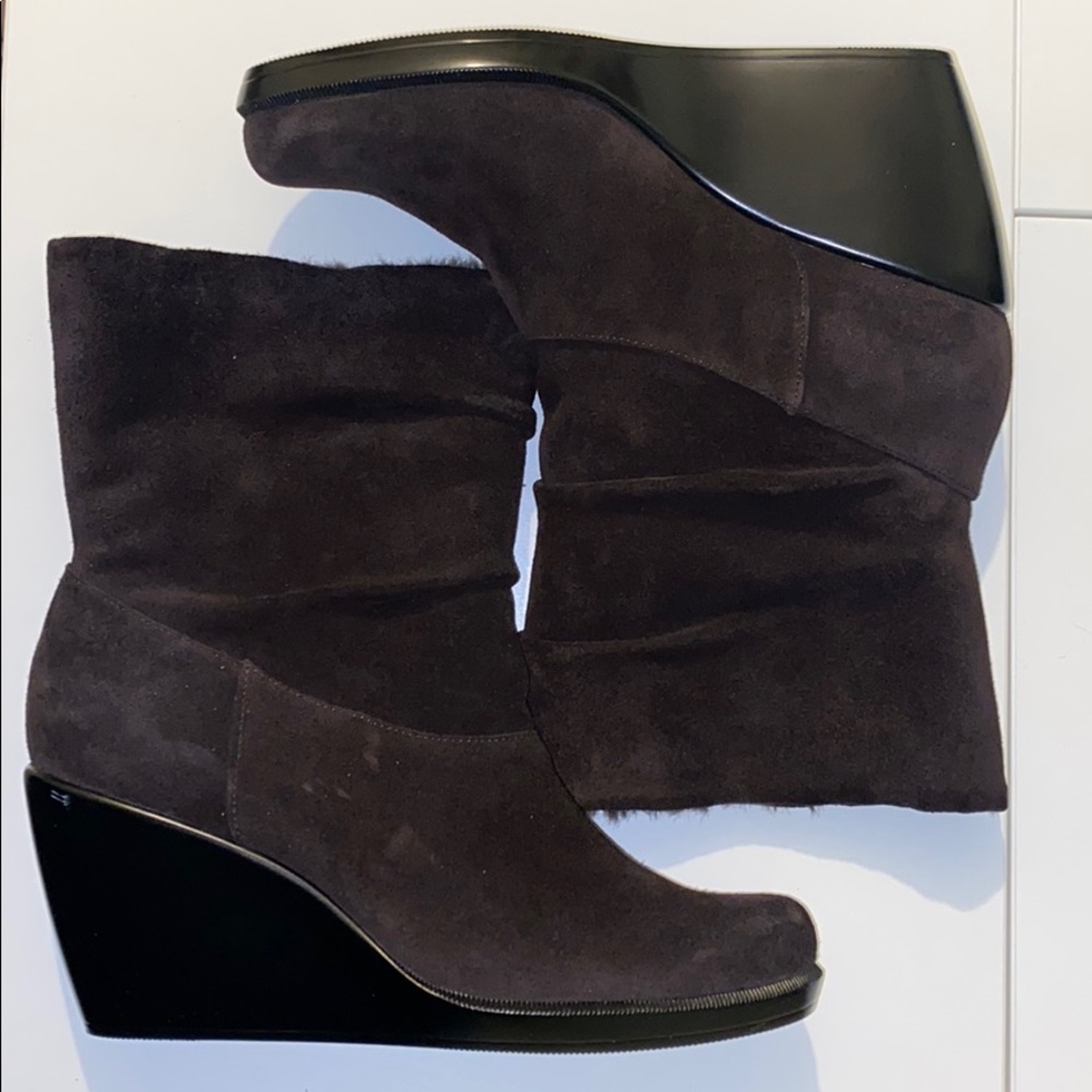 Calvin Klein Dark Brown Wedge Boots